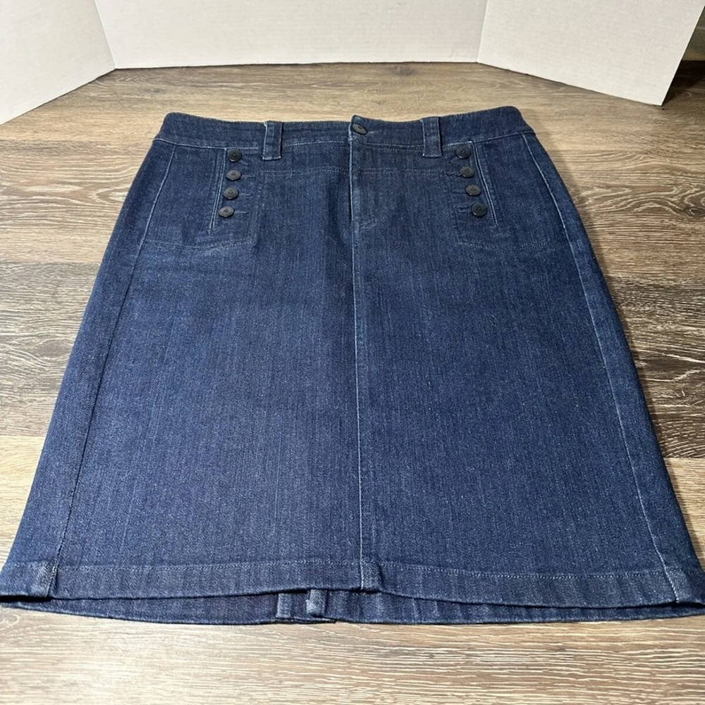 LRL Lauren Jeans Co Ralph Lauren Womens Sz 6 Denim Jean Skirt Dark Blue, Buttons